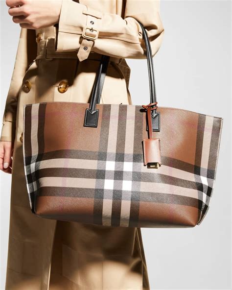 burberry medium canvas check and leather tote bag|burberry beige tote bag original.